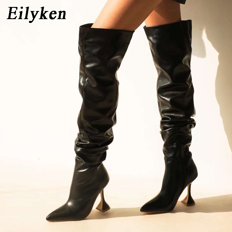 Winter Fashion Women Boots - Eilyken blanc plissé en cuir sur