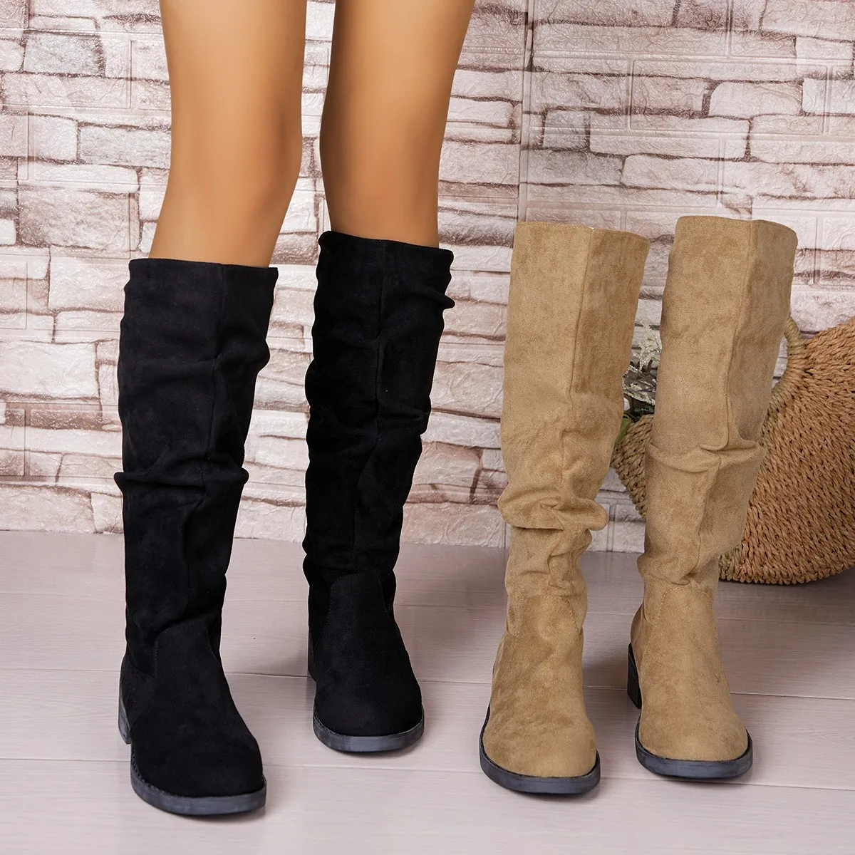 Winter Fashion Women Boots - Bottes plissées en Faux daim pour