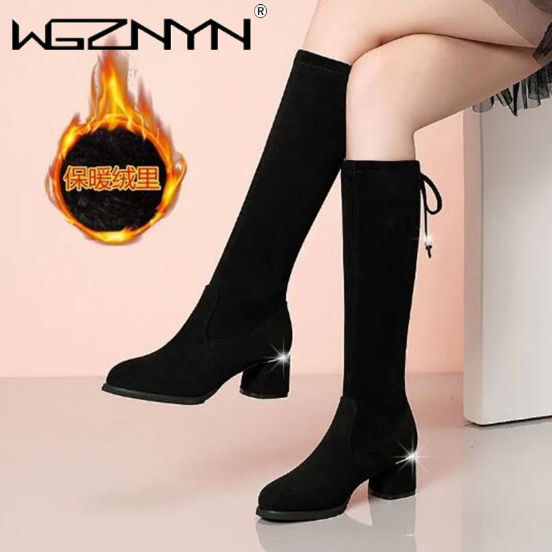 Winter Fashion Women Boots - Bottes noires au genou pour femmes,