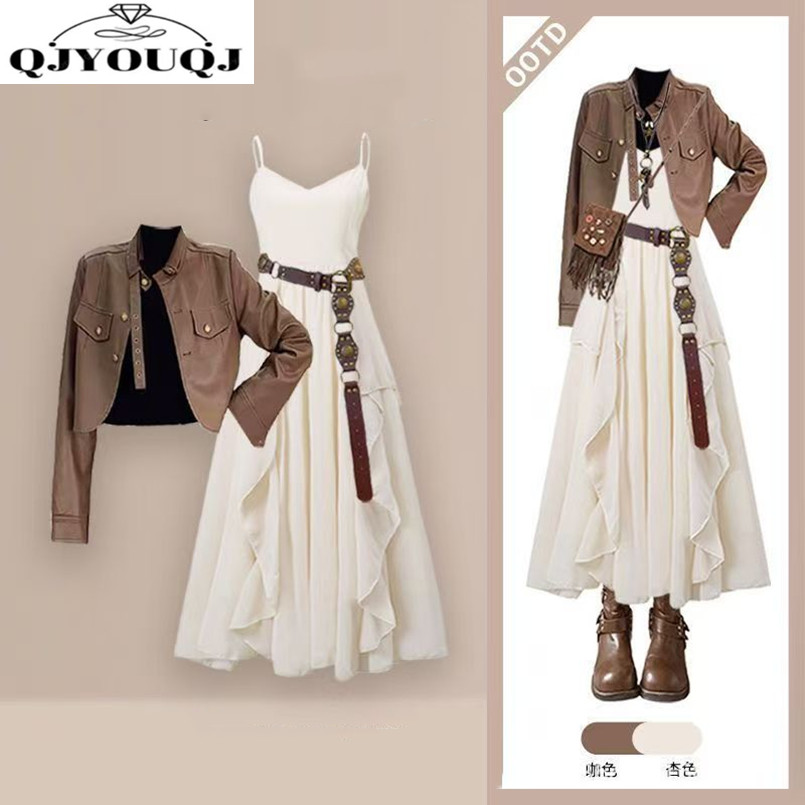 Women'S Fashion Leather Jacket - Mode femmes ensemble printemps et automne