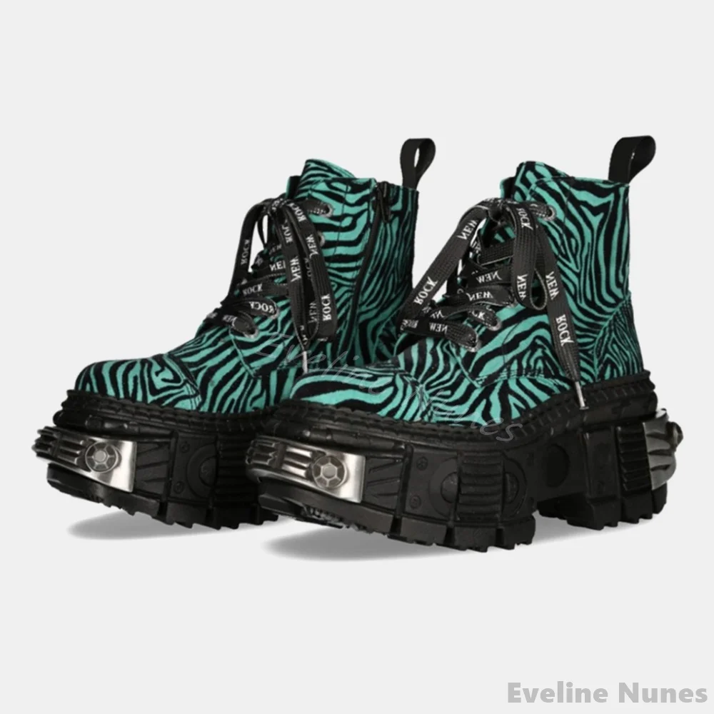 Winter Fashion Women Boots - Rétro contraste couleur imprimé léopard Punk