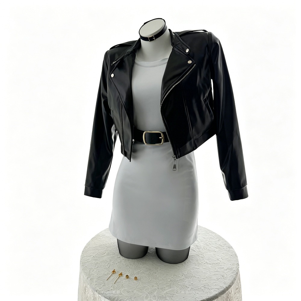 Women'S Fashion Leather Jacket - Smoking Behind the Supermarket with You