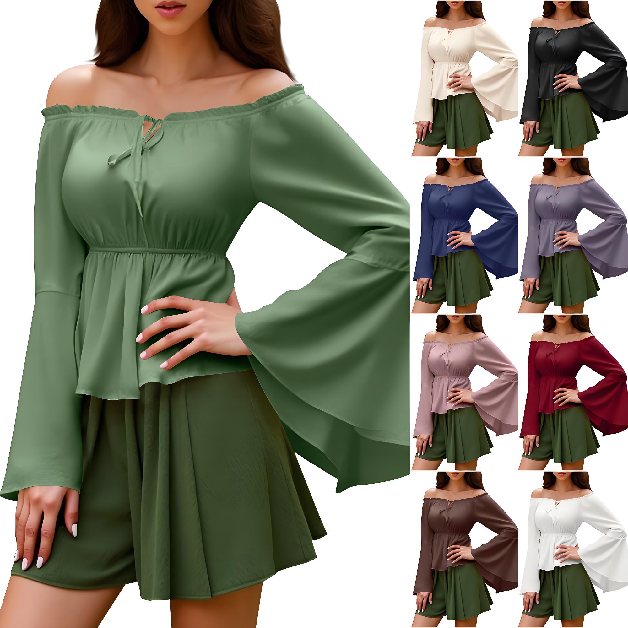 Off Shoulder Top - Chemisier Renaissance pour femmes, chemise à