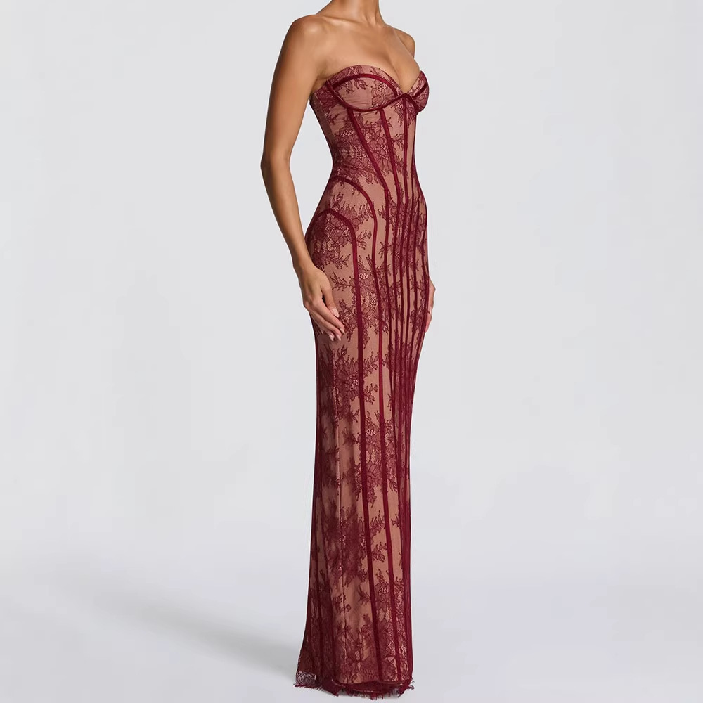 Bodycon Dress Women - Robe longue moulante sans bretelles pour