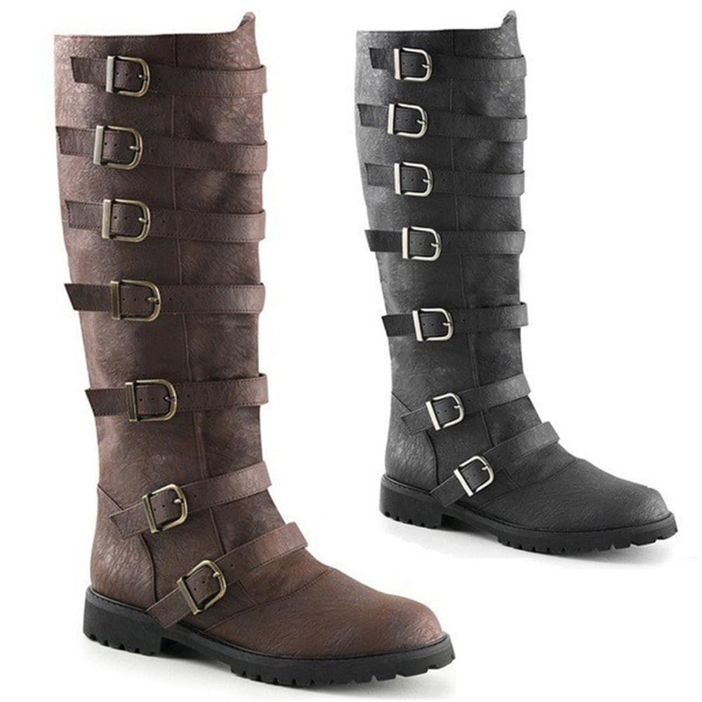Women'S Fashion Riding Boots - Bottes médiévales en cuir PU Renaissance