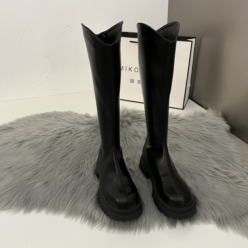 Bottes rétro couleur unie pour - Winter Fashion Women Boots avis et prix