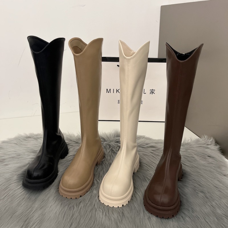 Bottes rétro couleur unie pour - Winter Fashion Women Boots avis et prix