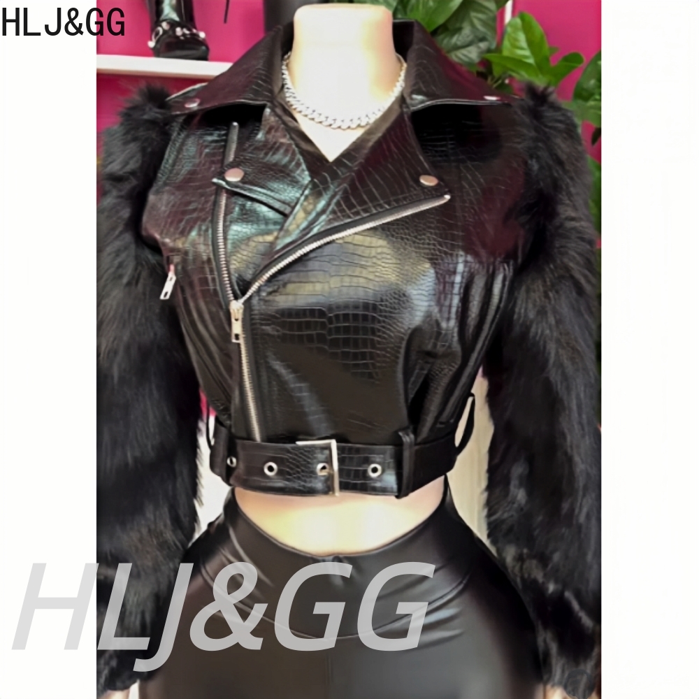 HLJ & GG – veste en cuir Patch - Women'S Fashion Leather Jacket avis et prix