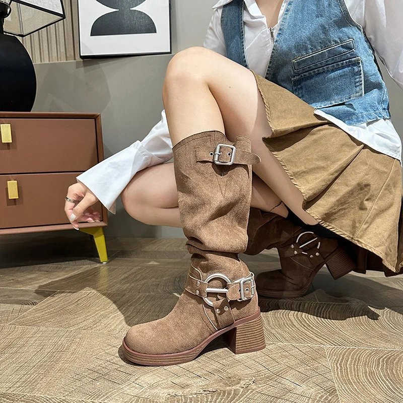 Bottes de cowboy avec ceinture - Women'S Fashion Riding Boots avis et prix