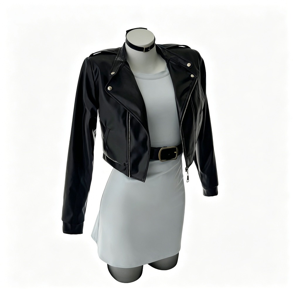 Smoking Behind the Supermarket - Women'S Fashion Leather Jacket avis et prix
