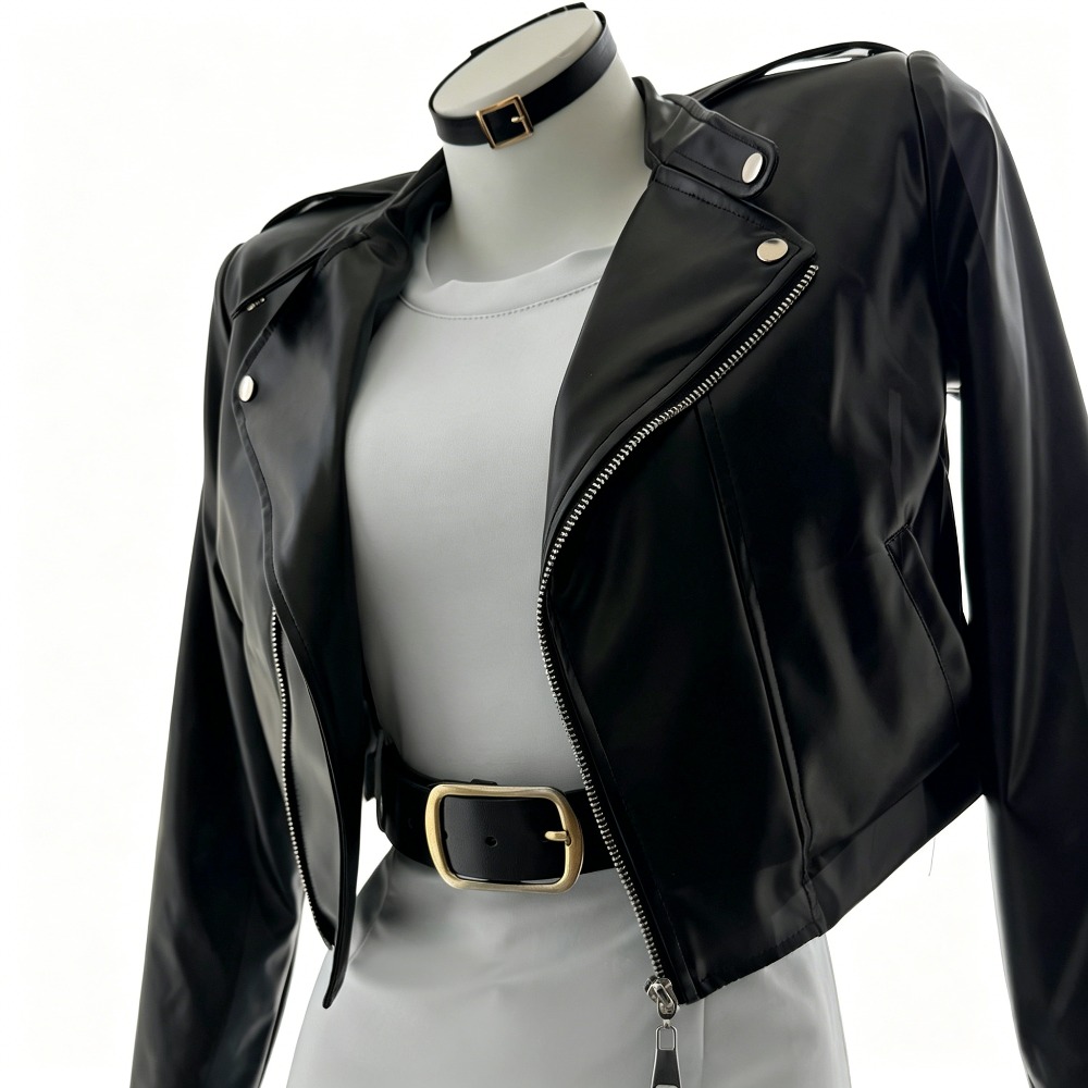 Smoking Behind the Supermarket - Women'S Fashion Leather Jacket avis et prix