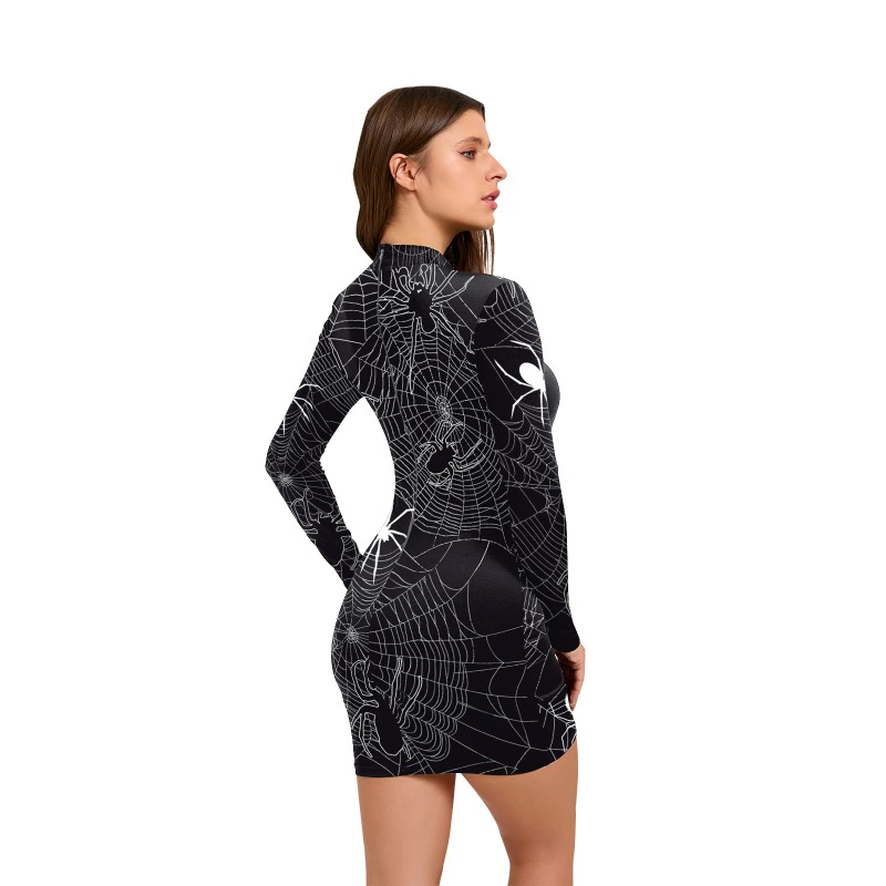 Robe d'halloween imprimée toil - Bodycon Dress Women avis et prix