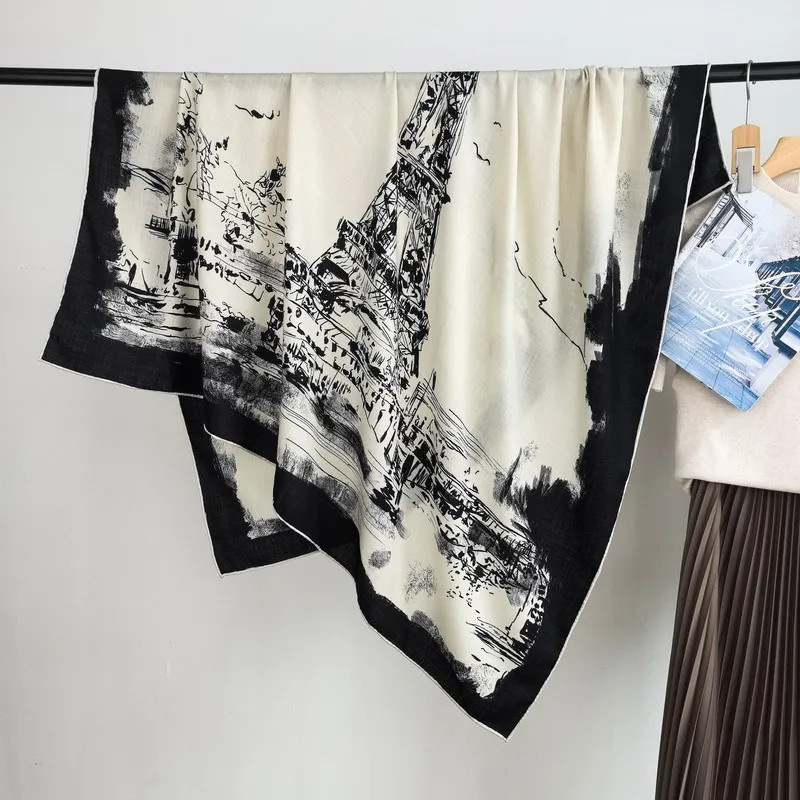 Grand châle carré en laine imp - Women'S Fashion Paris avis et prix